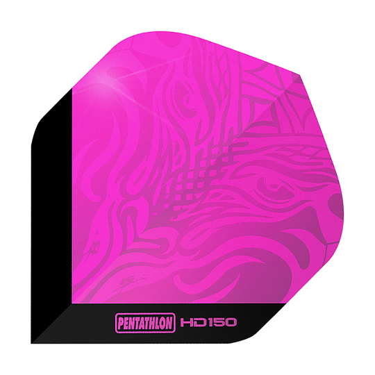 Voli standard Pentathlon HD150 rosa metallizzato Das Bild zeigt den Pentathlon HD150 Metallic Pink Standard Flight. Er ist in einem auffälligen Metallic-Pink gehalten und hat ein modernes Muster.