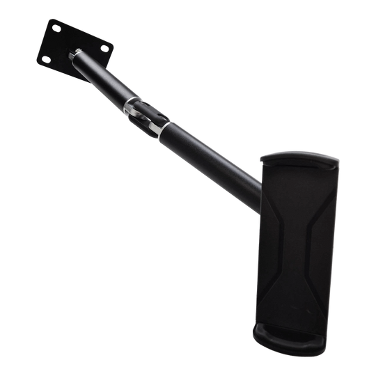 Supporto da parete per tablet McDart TABFlex con braccio flessibile Die Abbildung zeigt die McDart TABFlex Tablet-Wandhalterung mit flexiblem Arm. Diese Halterung ist schwarz und lässt sich an der Wand befestigen, um ein Tablet sicher zu halten.