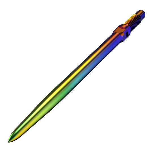 Punte per freccette convertibili Bulls NL - Lisce - Arcobaleno Ein Bild mit dem Dateinamen BU57716_BullsNL_Convertible_Points_Smooth_Rainbow_36mm_2. Es stellt vermutlich eine weitere Ansicht eines Dartspitzen-Artikels in Regenbogenfarben dar.
