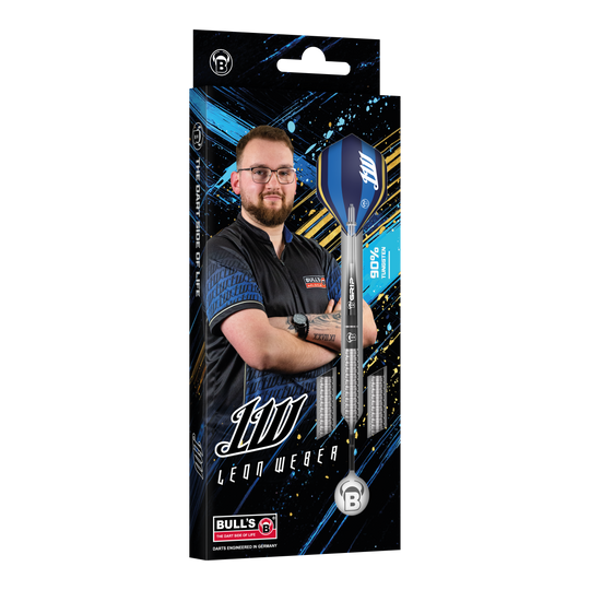Freccette morbide Bulls Leon Weber - 22 g Das Bild zeigt Bulls Leon Weber Softdarts mit 22 Gramm Gewicht. Die Darts sind speziell für Softdart-Spiele entwickelt.