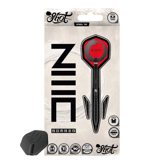 Freccette in acciaio Shot ZEN Bomber Turbo Point Abgebildet ist das Produkt Shot ZEN Bomber Turbo Point Steeldarts. Dieser Dartpfeil wird für das Steeldartspiel verwendet.