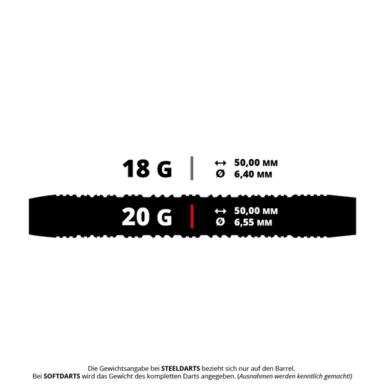 Das Bild zeigt einen Harrows Impact Softdart mit 20 Gramm. Dieses Modell ist ideal für elektronische Dartscheiben.