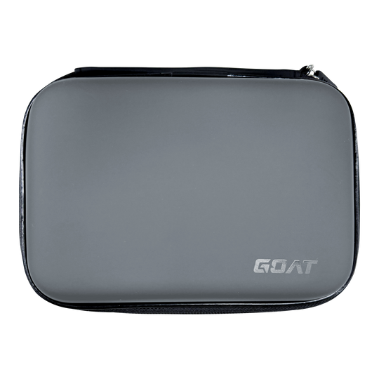 Portafoglio GOAT Locker XL Auf dem Bild ist eine graue, rechteckige Tasche mit abgerundeten Ecken zu sehen. In der rechten unteren Ecke steht das Wort "GOAT".