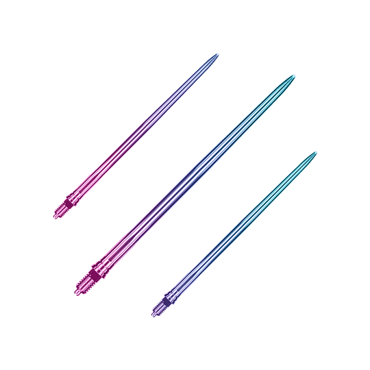 Punte per freccette Caliburn EZ-EVO - Lisce - Arcobaleno Abgebildet ist ein Set von glatten, regenbogenfarbenen Dartspitzen mit einer Länge von 50 mm. Das Set eignet sich für verschiedene Dartspiele.
