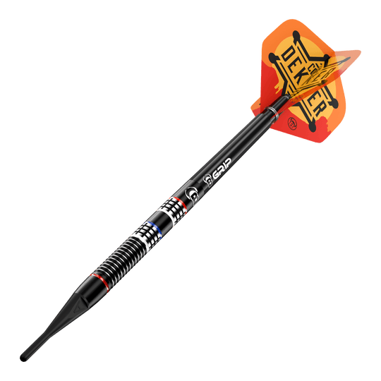 Bulls Cor Dekker The Sheriff Soft Darts - 20 g Dies ist ein Bild der Bulls Cor Dekker The Sheriff Softdarts - 20g. Das Produkt wird deutlich von der Seite gezeigt.