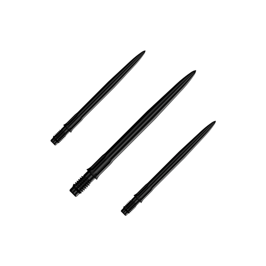 Punte per freccette Mission R2.5 Rapid Point SM1 - Nere Das Bild zeigt ein Set schwarzer Dartspitzen mit einer Länge von 30 mm. Mehrere Spitzen sind nebeneinander zu sehen.