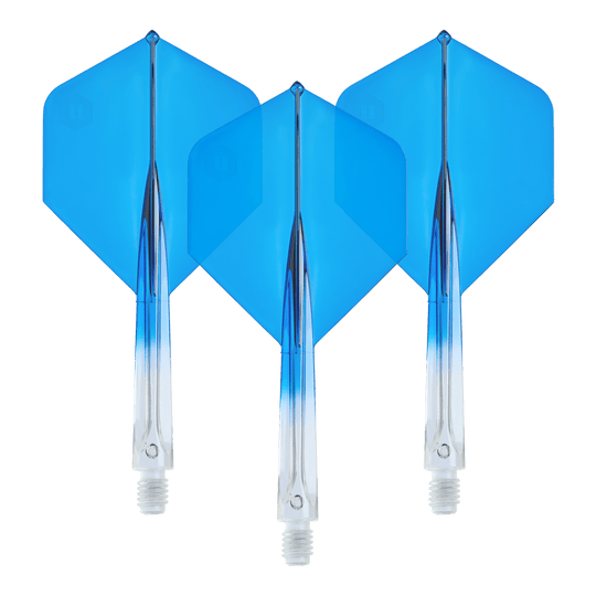 Alette standard Unicorn Forge Two Tone No2 - Blu trasparente Unicorn Forge Two Tone No2 Standard Flights in Klar Blau, Medium, als Set dargestellt. Sie eignen sich zum Auswechseln für Dartpfeile.