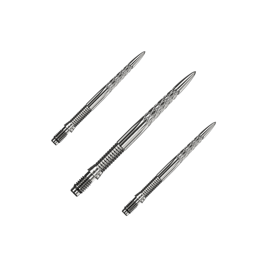Punte per freccette Mission R2.5 Rapid Point DSX - Argento Das Bild zeigt Mission R25 Rapid Point DSX Dartspitzen in Silber mit einer Länge von 30mm, als Set verpackt. Die Dartspitzen sind speziell für den Dartsport entwickelt.