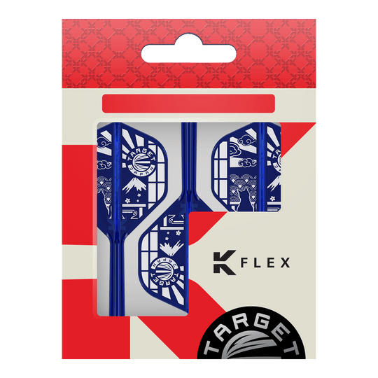 Target Japan K-Flex Blue Limited No2 Voli Standard Hier sind die Target Japan K-Flex Blue Limited No2 Standard Flights abgebildet. Die Flights haben eine typische Standardform und sind blau.