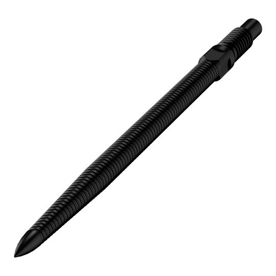Punte per freccette Bulls NL Convertible Point - Micro Grip - Nere Das Bild zeigt eine einzelne schwarze Dartspitze mit feiner MicroGrip-Struktur. Diese trägt den Namen BU57704_BullsNL_Convertible_Points_MicroGrip_Schwarz_32mm_2.