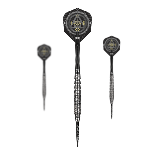 Freccette in acciaio Shot Alchemy Runstel Das Bild zeigt das Set der Shot Alchemy Runstel Steeldarts. Es handelt sich um ein Set hochwertiger Steeldarts.