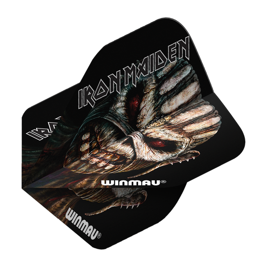 6905-239_Winmau_Iron_Maiden_Book_Of_Souls_Standard_Flights_2Cud9AyLj09LPO Das Bild zeigt die Winmau Iron Maiden Book Of Souls Standard Flights. Auf den Flights ist ein düsteres Motiv aus dem "Book Of Souls"-Album von Iron Maiden abgebildet.