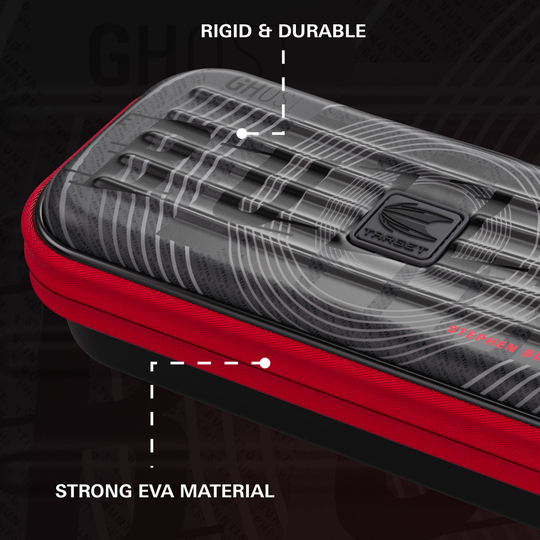 Custodia per freccette Stephen Bunting della serie Ghost di Takoma Auf dem Bild ist das Takoma Ghost Series Stephen Bunting Dartcase zu sehen. Es ist eine Schutztasche für Darts mit dem Design von Stephen Bunting.
