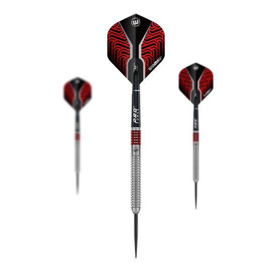 Freccette in acciaio Winmau Team 360 Lewis Cook - 23 g Auf dem Bild sind die Winmau Team 360 Lewis Cook Steeldarts - 23g als Set dargestellt. Man sieht mehrere Steeldarts zusammen.