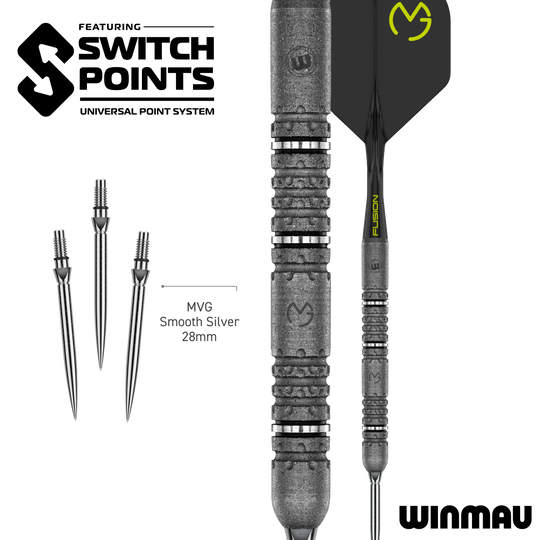 Winmau Michael van Gerwen Signature Edition Punti di cambio Steeldarts Zu sehen sind die Winmau MvG Signature Edition Switch Points Steeldarts. Sie eignen sich ideal für ambitionierte Dartspieler.
