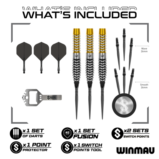 Punti di commutazione per siluri Winmau Exion Steeldarts Auf dem Bild ist wahrscheinlich ein Winmau Exion Torpedo Switch Points Steeldarts aus einer weiteren Ansicht zu sehen. Es illustriert ein Darts-Produkt.