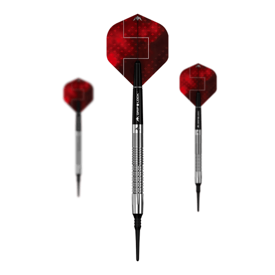 Missione Thomas Junghans Softdarts - 20g Dieses Bild zeigt das Set Mission Thomas Junghans Softdarts mit einem Gewicht von 20 Gramm. Das Dartset ist als Komplettpaket dargestellt.