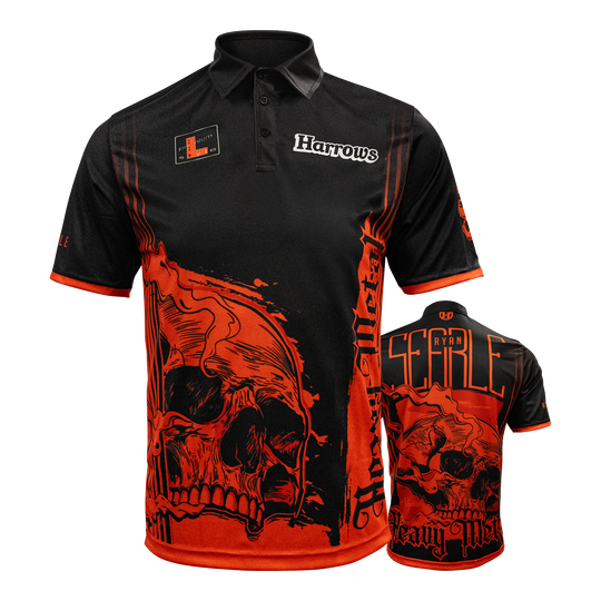 Maglietta di Ryan Searle, giocatore Heavy Metal di Harrow Gezeigt wird das Harrows Ryan Searle Heavy Metal Playershirt. Dieses Produkt ist ein Spielertrikot für Dartfans.