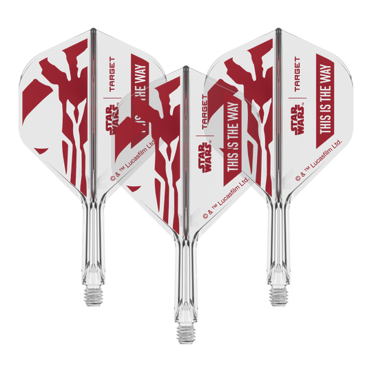 Set Target Star Wars K-Flex Mandalorian No2 Voli Standard Dieses Dart-Flight zeigt das Star Wars Motiv 'This Is The Way'. Es ist das Modell 'K-Flex This Is The Way No2 Standard Flights' mit 19mm.