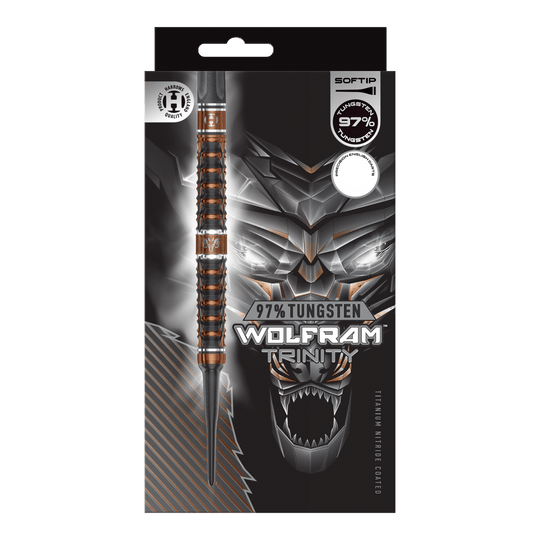 Freccette morbide Harrows Tungsten Trinity Harrows Wolfram Trinity Softdarts werden auf dem Bild gezeigt. Es handelt sich um spezielle Softdarts für Dartspieler.
