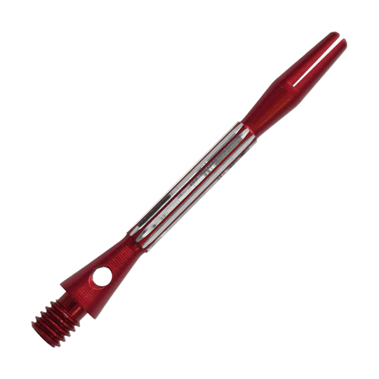 Aste in alluminio Bulls NL Flash 2 - Rosse - 46 mm Bulls NL Flash 2 Aluminium Shafts in Rot, 46 mm lang. Das Bild zeigt einen roten Aluminiumschaft für Dartpfeile.