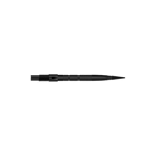 Punte per freccette Harrows Quick Point Micro Ridge - Nere Abgebildet sind schwarze Dartspitzen mit feiner Rillenstruktur. Die Spitzen eignen sich zum Ersatz oder Wechsel bei Dartpfeilen.