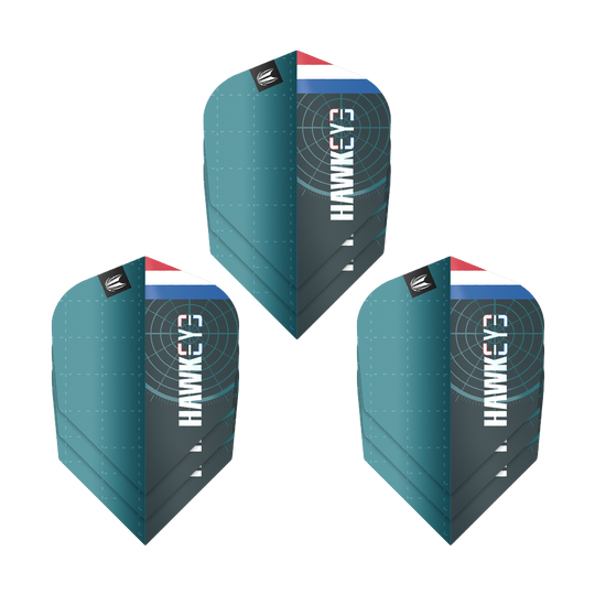 Target Pro Ultra Kevin Does GEN1 No6 Flights - 3 set Das Produkt Target Pro Ultra Kevin Doets GEN1 No6 Flights - 3 Sets ist gestapelt gezeigt. Jeder Flight hebt sich durch das Design hervor.