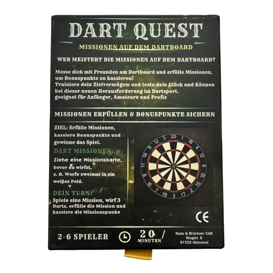 Gioco di carte Dart Quest Das Dart Quest Kartenspiel ist hier abgebildet. Es ist ideal für Freunde und Familie.