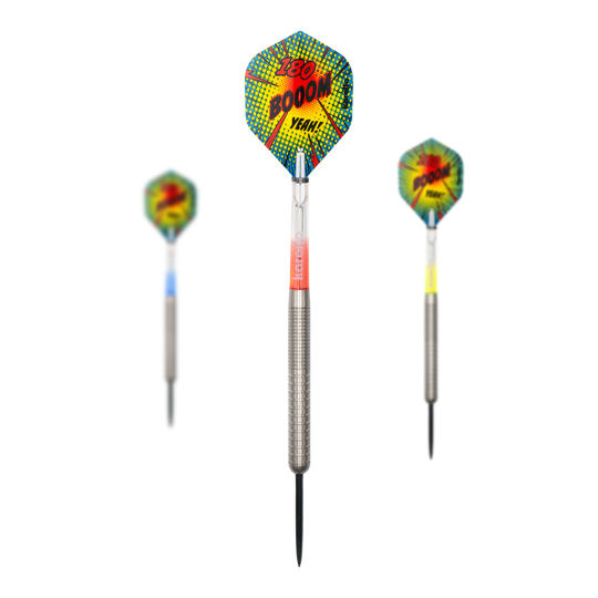Freccette in acciaio Karella Comic Line CL-1 - 22 g Dieses Bild zeigt die Karella Comic Line CL-1 Steeldarts mit einem Gewicht von 22g. Die Steeldarts sind für Dartsport-Enthusiasten geeignet.