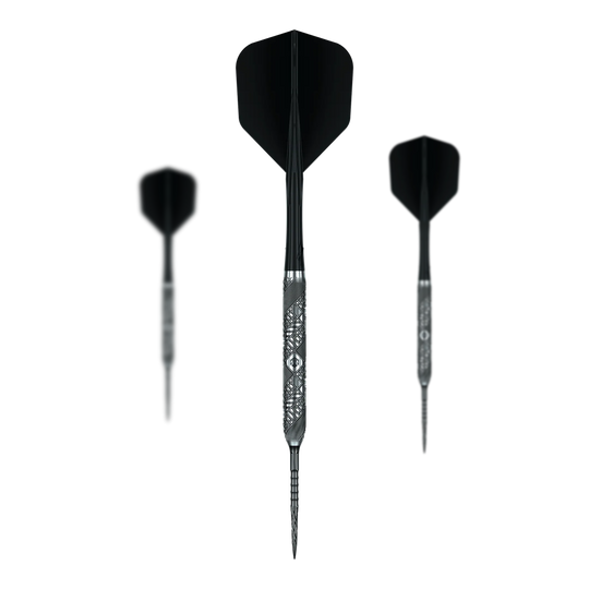 Freccette in acciaio Caliburn Halo H3 - 21,5 g Abgebildet ist das Set Caliburn Halo H3 Steeldarts - 21,5g. Es enthält mehrere Steeldarts für den Dartsport.