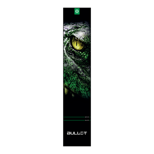 Tappetino per freccette Bullet Gator Abgebildet ist die Bullet Gator Dartmatte. Sie dient als Schutzmatte beim Darts und zeigt wichtige Spielfeldmarkierungen.