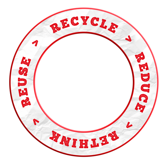 McDart Ricicla Riduci Ripensa Riutilizza Bersaglio per freccette Abgebildet ist ein Produkt mit dem Dateinamen DBS-RRRR2_Surround_Recyle_Reuse_Reduce_Rethink_Rot_2. Das Motiv verweist wahrscheinlich auf Nachhaltigkeit und Recycling in rotem Design.