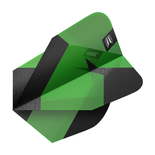 Target Pro Ultra TAG Green Ten-X Standard Flights - 3 set Target Pro Ultra TAG Gr n Ten-X Standard Flights - 3 Sets sind aufgereiht zu sehen. Das Bild fokussiert die Form der Flights.