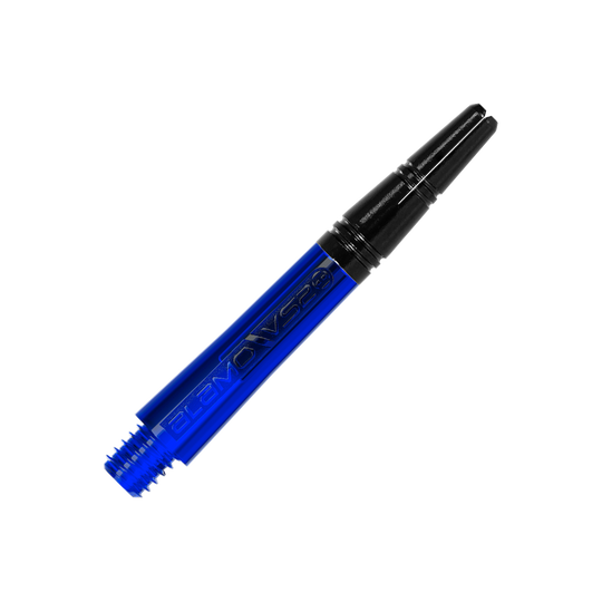 Alberi Alamo VS2 di Harrow - Blu Das Bild zeigt einen blauen Dart-Schaft mit schwarzem oberen Ende. Auf dem Schaft steht der Schriftzug "ALAMO VS2".