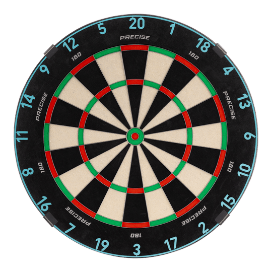 Bersaglio per freccette in acciaio Precise 180 Endorphine con anello numerato - Blu infinito Das Precise 180 Endorphine Steeldartboard mit Nummernring in Infinity Blue ist abgebildet. Es bietet optimale Bedingungen für ein präzises Dartspiel.