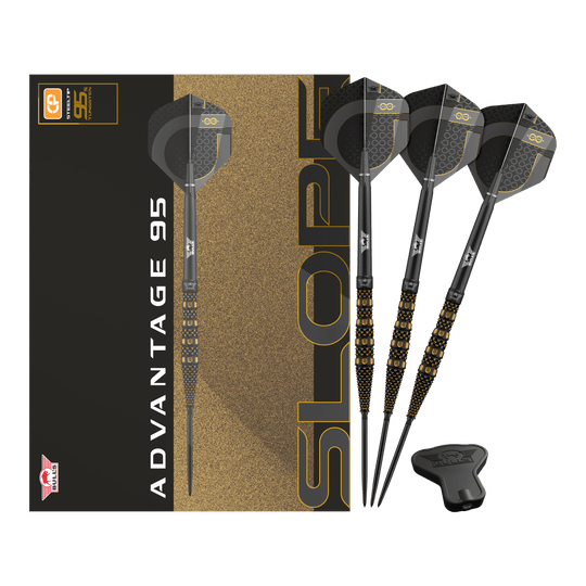 Freccette in acciaio Bulls NL Advantage 95 Slope Convertible Point Abgebildet werden Bulls NL Advantage 95 Slope Convertible Point Steeldarts. Verschiedene Perspektiven sind zu sehen.
