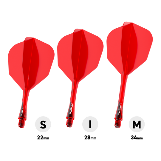 Sistema di alberi di volo a fusione Winmau n. 6 rosso Das Bild stellt das Winmau Fusion Flight-Shaft-System No6 in Rot dar. Dieses System kombiniert Flight und Shaft in einem roten Design.