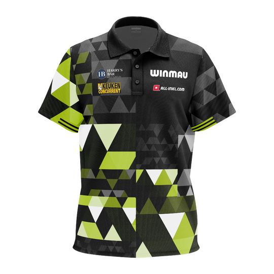 Polo Winmau Michael Van Gerwen edizione fan Poloshirt der Winmau Michael Van Gerwen Fan-Edition. Das Produkt ist als Fanartikel für Michael Van Gerwen entworfen.