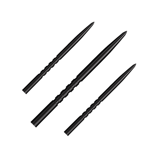 Punte per freccette in acciaio Shot Grip Point - Nero Ein Bild zeigt ein Produkt mit dem Namen SM3823_Shot_Grip_Point_Steeldartspitzen_Schwarz_45mm_1Set. Das Produkt ist vermutlich ein Set von schwarzen Dartspitzen.