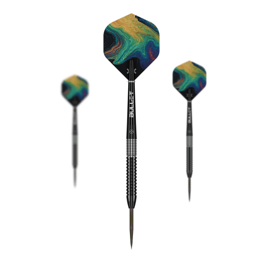 Bullet Diesel freccette in acciaio Die Bullet Diesel Steeldarts sind als Set abgebildet. Das Produkt richtet sich an Dartspieler aller Erfahrungsstufen.
