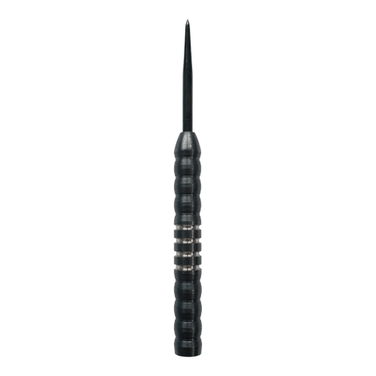 Canne per freccette in acciaio McDart Midnight V1 Das Bild zeigt den McDart Midnight V1 Steeldart Barrel. Der Barrel ist schwarz und hat eine gerillte Oberfläche für besseren Halt.