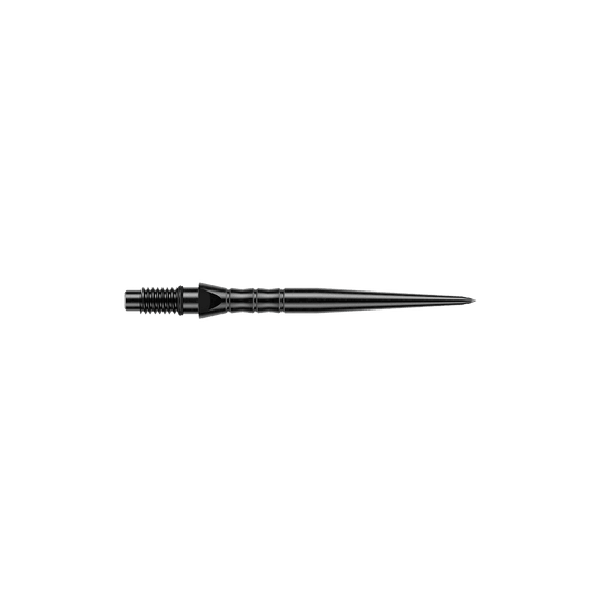 Abgebildet sind schwarze Steeldartspitzen, vermutlich 26 mm lang. Die Dartspitzen werden für Steeldartpfeile verwendet.