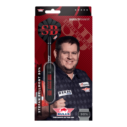 Bulls NL Stefan Bellmont 90 freccette in acciaio - 23 g Gezeigt werden die Bulls NL Stefan Bellmont 90 Steeldarts 23g. Sie sind ideal für den Einsatz im Wettkampfsport geeignet.