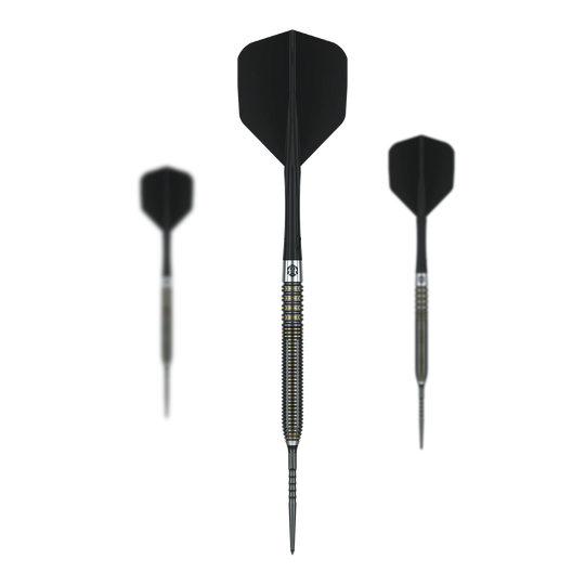Freccette in acciaio Caliburn V-Series V2 Abgebildet ist ein Set Caliburn V-Series V2 Steeldarts. Die Pfeile sind für präzises Dartspielen konzipiert.