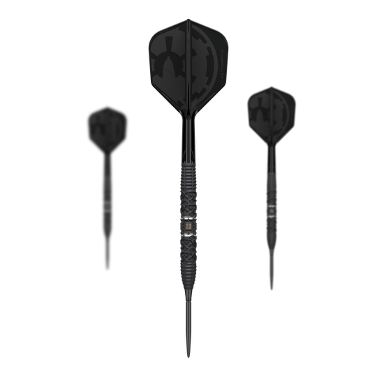Hier sieht man das Target Star Wars Darth Vader 95 Swiss Point Steeldarts Set. Das Set ist inspiriert von Darth Vader aus Star Wars.