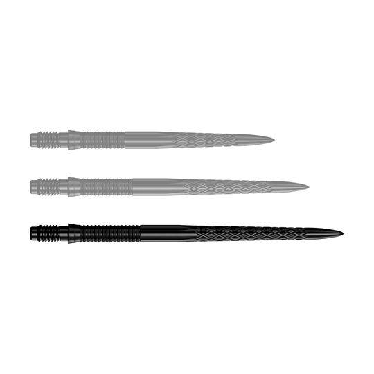 Punte per freccette Mission R2.5 Rapid Point DSX - Nere Dartspitzen in Schwarz werden angezeigt. Die Abbildung zeigt die Mission R25 Rapid Point DSX Dartspitzen mit einer Länge von 40mm.