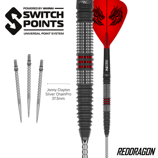 Red Dragon Jonny Clayton Hireath Switch Point Steel Darts Abgebildet sind Red Dragon Jonny Clayton Hireath Switch Point Steeldarts. Diese Darts überzeugen durch ihre spezielle Form und hohe Qualität.