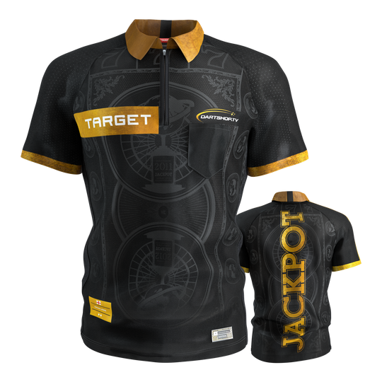 Maglietta da freccette Target Adrian Lewis 2026 Das Target Adrian Lewis Dartshirt 2026 ist auf diesem Bild sichtbar. Es ist ideal für Darts-Fans und Spieler geeignet.