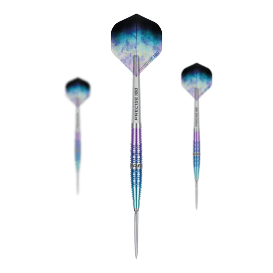 Freccette in acciaio Precise 180 Northern Lights Die Precise 180 Northern Lights Steeldarts sind als Set dargestellt. Mehrere Dartpfeile sind gemeinsam angeordnet.