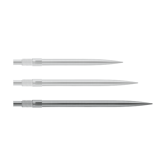 Punte per freccette Harrows Quick Point - Argento Abgebildet sind wahrscheinlich silberne Dartspitzen von Harrows mit einer Länge von 40mm. Die Datei heißt 'QP23950_Harrows_QuickPoint_Dartspitzen_Silber_40mm_1'.